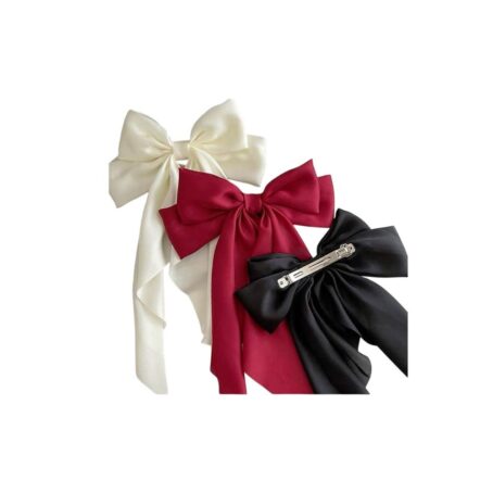 Long ribbon bow hair clips